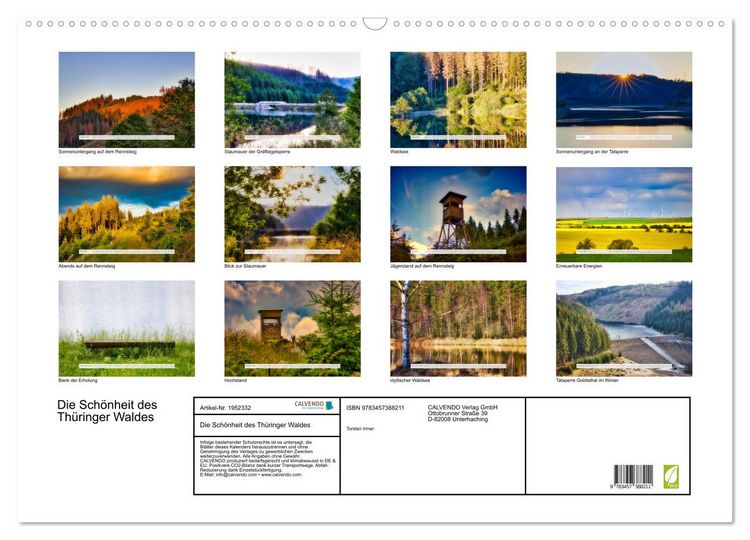 Produktbild: Die Sch&ouml;nheit des Th&uuml;ringer Waldes (Wandkalender 2026 DIN A2 quer), CALVENDO Monatskalender