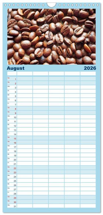 Produktbild: Familienplaner 2026 - Kaffee-Pause Terminkalender mit 5 Spalten (Wandkalender, 21 x 45 cm) CALVENDO