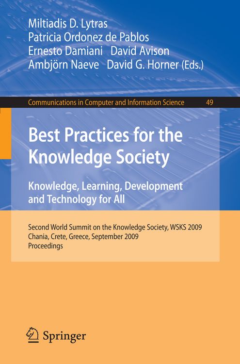 Produktbild: Best Practices for the Knowledge Society. Knowledge, Learning, Development and Technology for All