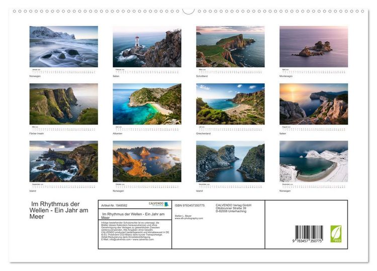 Produktbild: Im Rhythmus der Wellen - Ein Jahr am Meer (hochwertiger Premium Wandkalender 2026 DIN A2 quer), Kunstdruck in Hochglanz