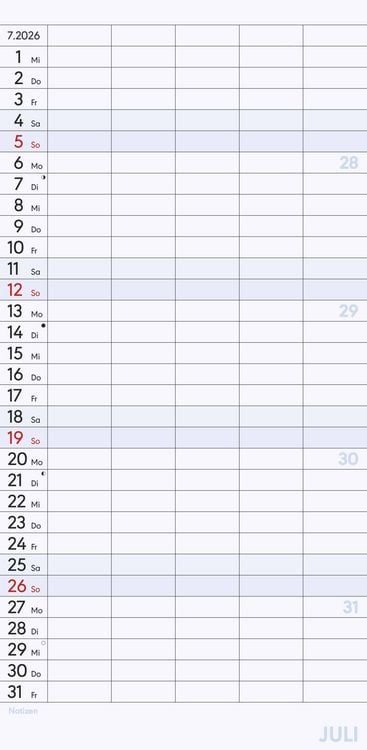 Produktbild: Superplaner L 2026 5 Spalten - Familien-Timer 22x45 cm - Offset-Papier - mit Ferienterminen - Wand-Planer - Familienkalender - Alpha Edition