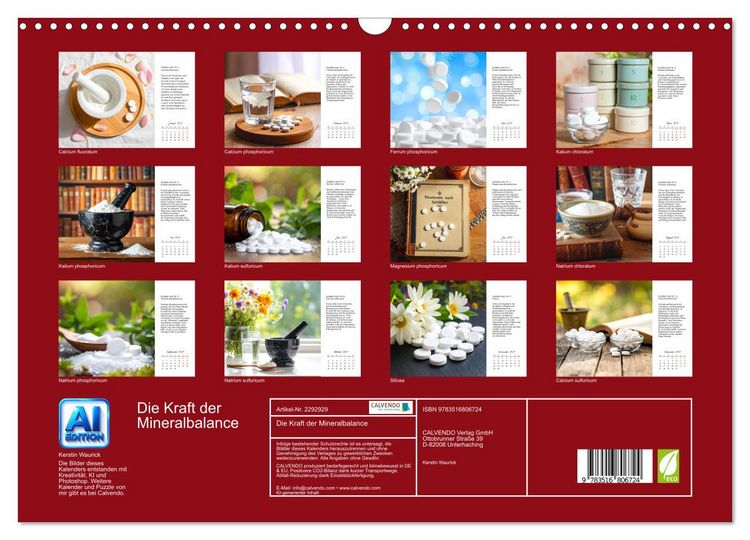 Produktbild: Die Kraft der Mineralbalance (Wandkalender 2027 DIN A3 quer), CALVENDO Monatskalender