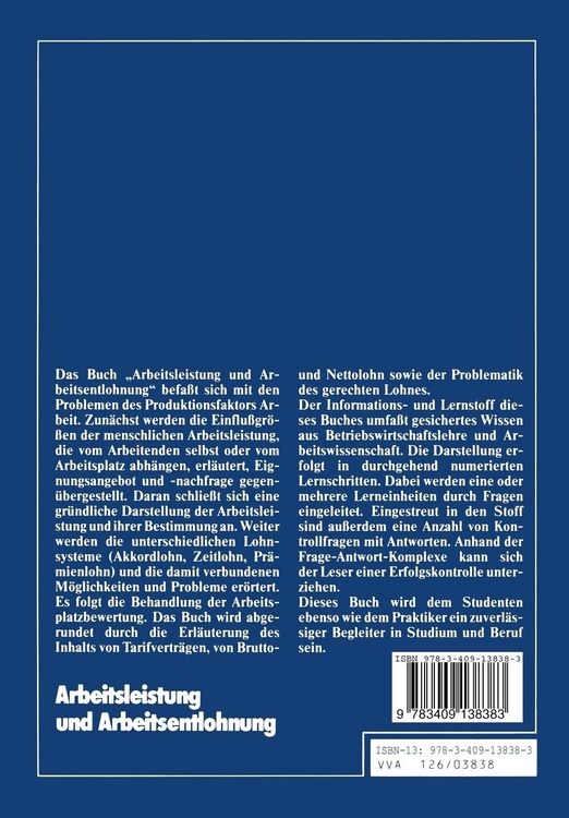 Produktbild: Arbeitsleistung und Arbeitsentlohnung