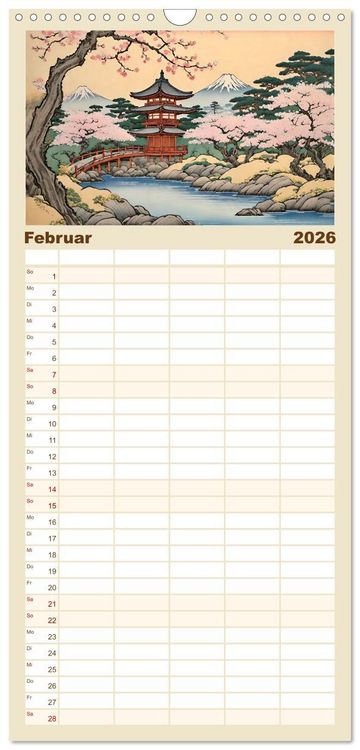Produktbild: Familienplaner 2026 - Hanami in Japan mit 5 Spalten (Wandkalender, 21 x 45 cm) CALVENDO