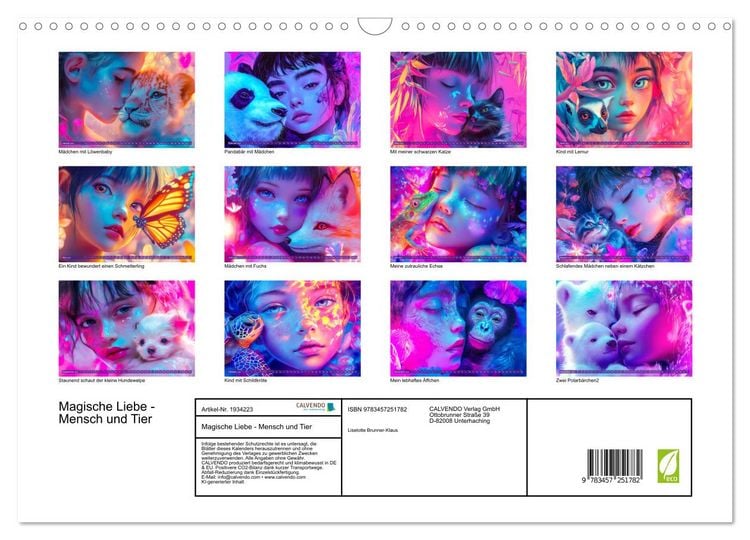 Produktbild: Magische Liebe - Mensch und Tier (Wandkalender 2026 DIN A3 quer), CALVENDO Monatskalender