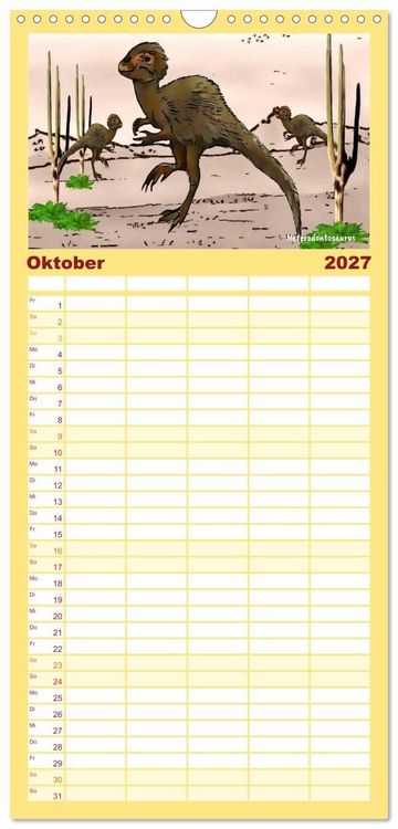 Produktbild: Familienplaner 2027 - Die Welt der Dinos mit 5 Spalten (Wandkalender, 21 x 45 cm) CALVENDO
