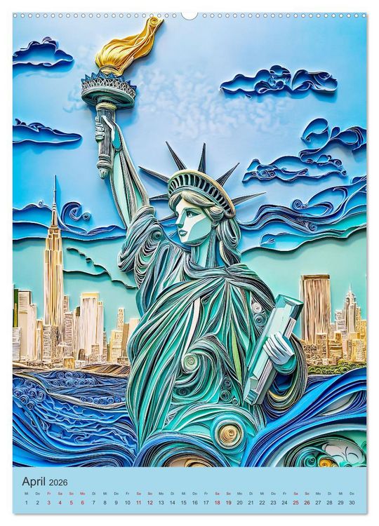 Produktbild: Architektur - Faszinierende Weltwunder in filigranem Quilling (Wandkalender 2026 DIN A2 hoch), CALVENDO Monatskalender