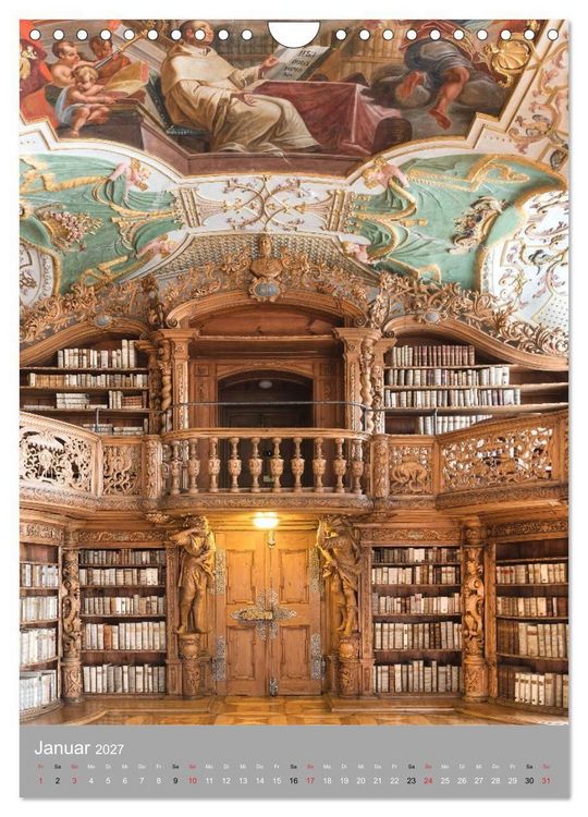 Produktbild: Waldsassen Stiftsbibliothek (Wandkalender 2027 DIN A4 hoch), CALVENDO Monatskalender