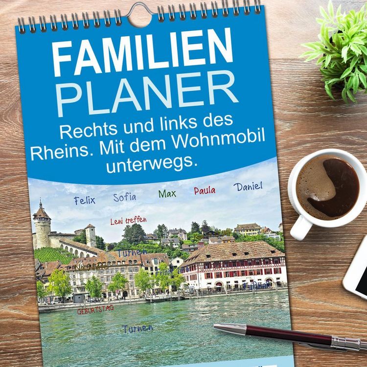 Produktbild: Familienplaner 2026 - Rechts und links des Rheins. Mit dem Wohnmobil unterwegs. mit 5 Spalten (Wandkalender, 21 x 45 cm) CALVENDO