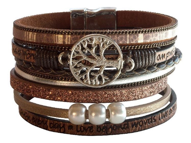 Produktbild: Armband "Baum des Lebens" Kunstleder braun, Metall silberfarben