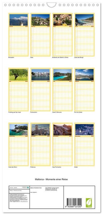 Produktbild: Familienplaner 2027 - Mallorca - Momente einer Reise mit 5 Spalten (Wandkalender, 21 x 45 cm) CALVENDO
