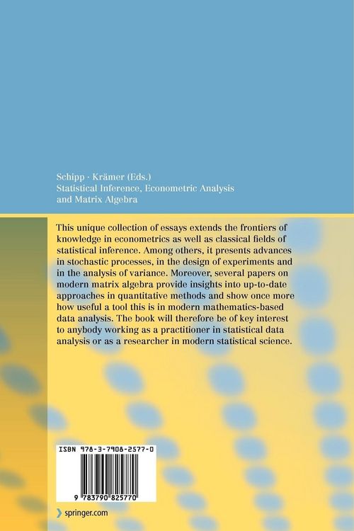 Produktbild: Statistical Inference, Econometric Analysis and Matrix Algebra