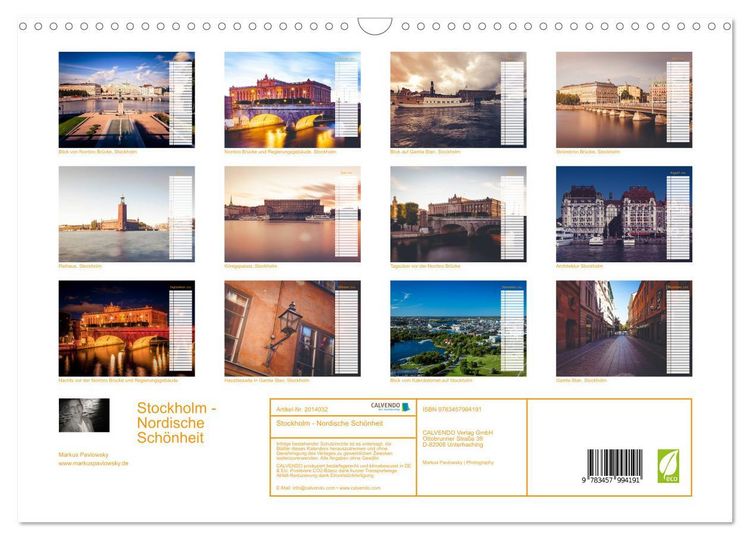 Produktbild: Stockholm - Nordische Sch&ouml;nheit (Wandkalender 2026 DIN A3 quer), CALVENDO Monatskalender