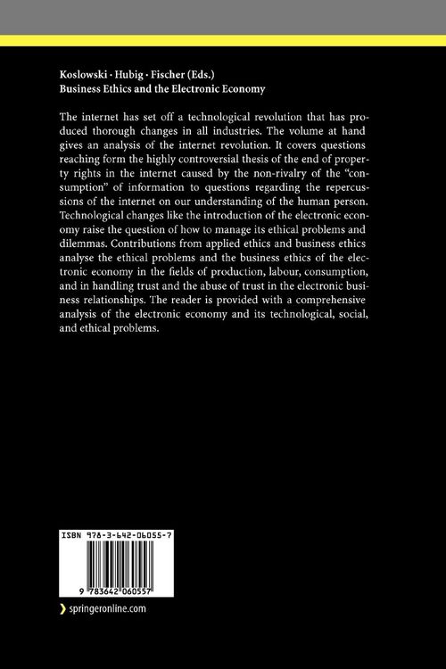 Produktbild: Business Ethics and the Electronic Economy