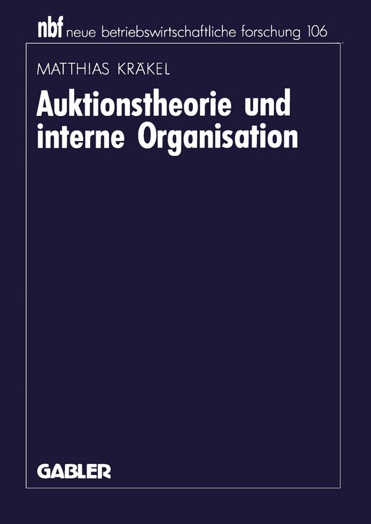 Produktbild: Auktionstheorie und interne Organisation