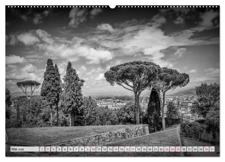 Produktbild: FLORENZ Monochrome Impressionen (Wandkalender 2026 DIN A2 quer), CALVENDO Monatskalender