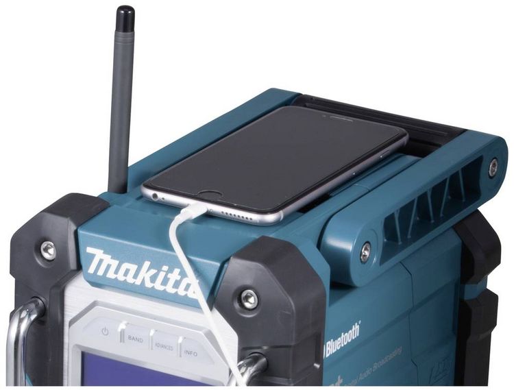 Produktbild: Makita DMR112 Baustellenradio DAB+, UKW AUX, Bluetooth&reg;, USB spritzwassergesch&uuml;tzt T&uuml;rkis, Schwarz