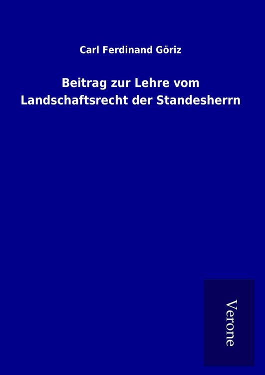 Produktbild: Beitrag zur Lehre vom Landschaftsrecht der Standesherrn