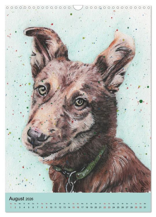 Produktbild: Hundeportr&auml;ts - Aquarellzeichnungen von Pia Tasche (Wandkalender 2026 DIN A3 hoch), CALVENDO Monatskalender