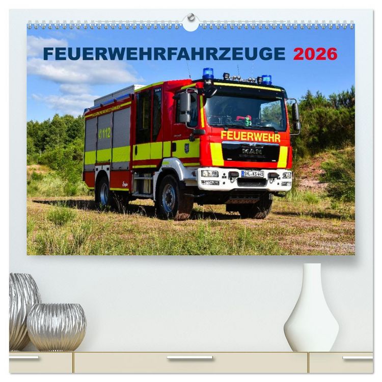 Produktbild: Feuerwehrfahrzeuge (hochwertiger Premium Wandkalender 2026 DIN A2 quer), Kunstdruck in Hochglanz