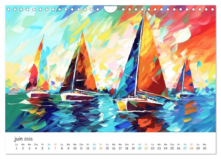 Produktbild: Voiles au gr&eacute; du temps (Calendrier mural 2026 DIN A4 vertical), CALVENDO calendrier mensuel