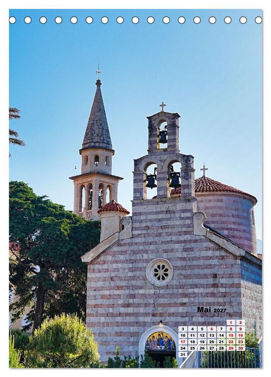 Produktbild: Kirchen rund um die Bucht von Kotor und in Budva (Tischkalender 2027 DIN A5 hoch), CALVENDO Monatskalender