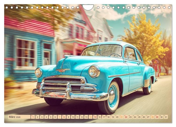 Produktbild: Amerikas rollende Legenden &ndash; Retro-Design trifft Nostalgie (Wandkalender 2026 DIN A4 quer), CALVENDO Monatskalender