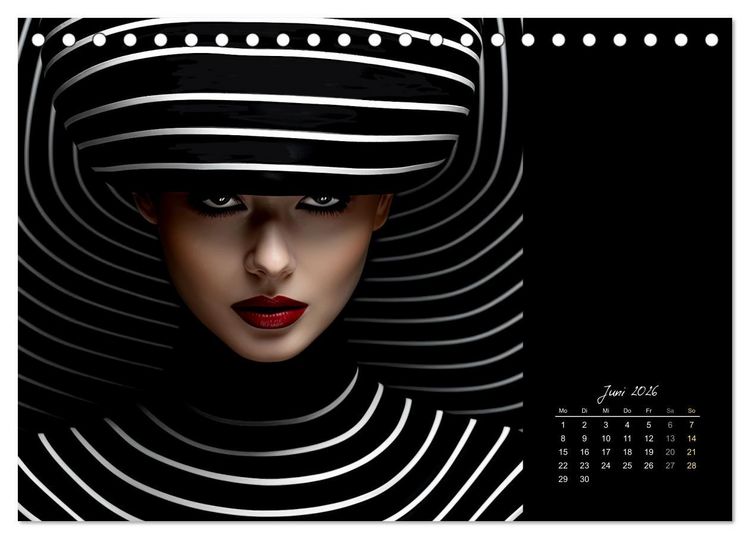 Produktbild: Haute Couture - Wei&szlig; trifft Schwarz (Tischkalender 2026 DIN A5 quer), CALVENDO Monatskalender