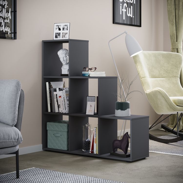 Produktbild: Holz Stand Treppenregal Regal 6 F&auml;cher Nitas