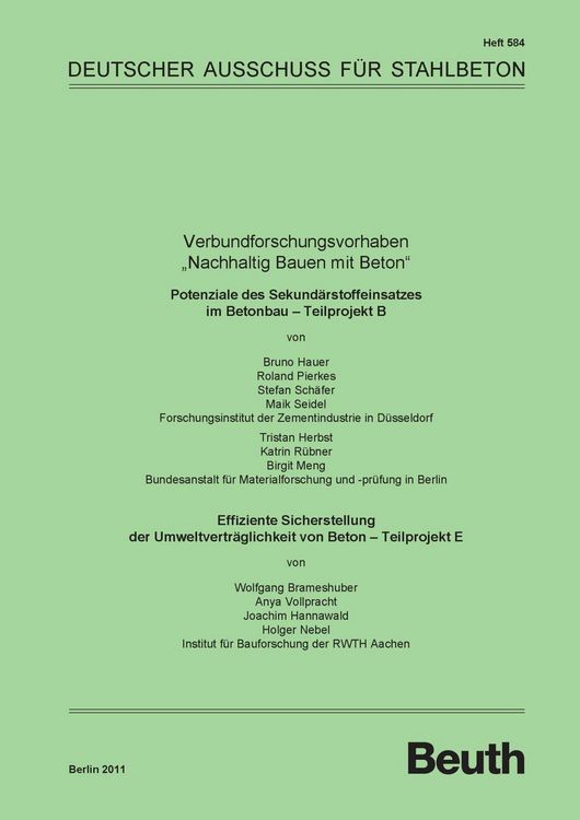 Produktbild: Verbundforschungsvorhaben "Nachhaltig Bauen mit Beton"