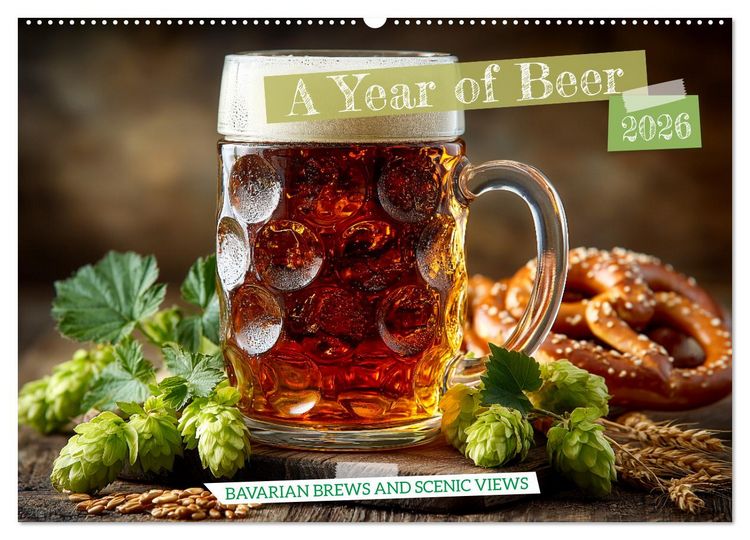 Produktbild: A Year of Beer - Bavarian Brews and Scenic Views (Wall Calendar 2026 DIN A2 landscape), CALVENDO 12 Month Wall Calendar