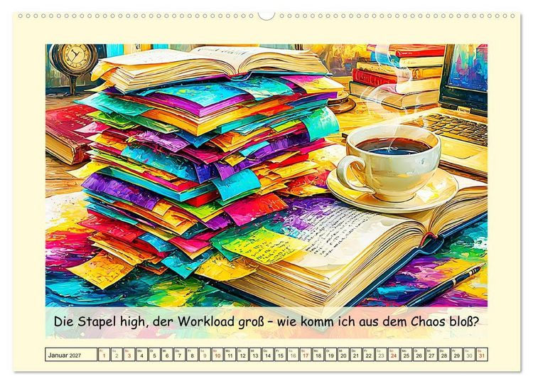 Produktbild: Bunter Office-Wahnsinn. Denglish und Daily Struggles (Wandkalender 2027 DIN A2 quer), CALVENDO Monatskalender