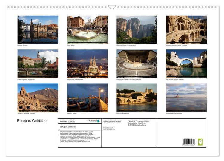 Produktbild: Europas Welterbe (Wandkalender 2026 DIN A2 quer), CALVENDO Monatskalender