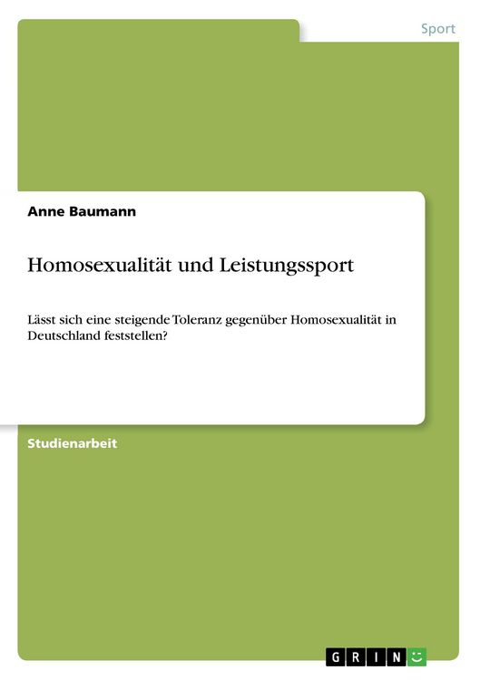 Produktbild: Homosexualit&auml;t und Leistungssport