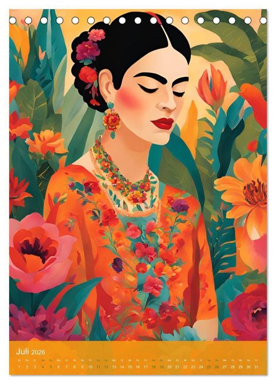 Produktbild: Gefangen in Normen. Frida Kahlo inspiriert. Flor de mi alma (Tischkalender 2026 DIN A5 hoch), CALVENDO Monatskalender