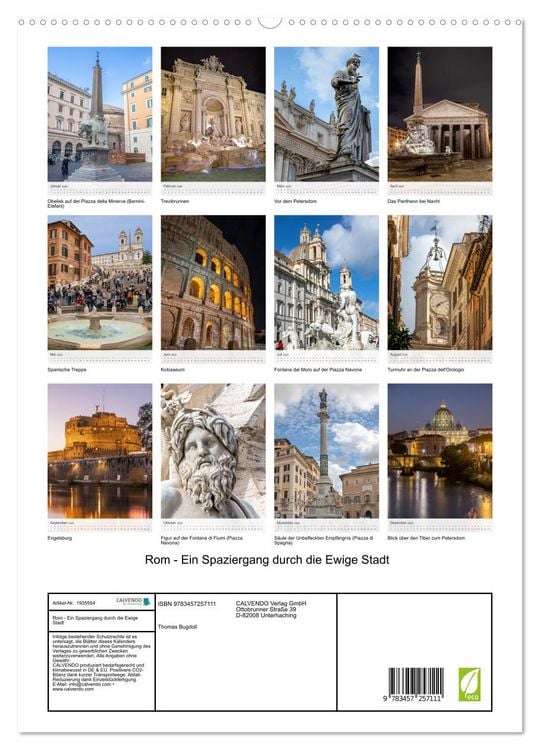 Produktbild: Rom - Ein Spaziergang durch die Ewige Stadt (hochwertiger Premium Wandkalender 2026 DIN A2 hoch), Kunstdruck in Hochglanz