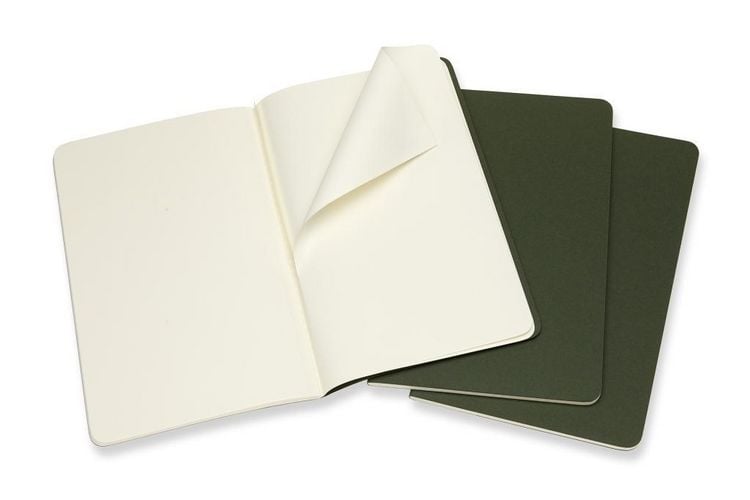 Produktbild: MOLESKINE CAHIER L/A5, 3ER SET, BLANKO, KARTONEINBAND, MYRTENGR&Uuml;N