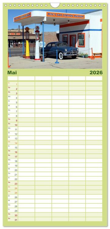 Produktbild: Familienplaner 2026 - Route 66 im S&uuml;dwesten mit 5 Spalten (Wandkalender, 21 x 45 cm) CALVENDO