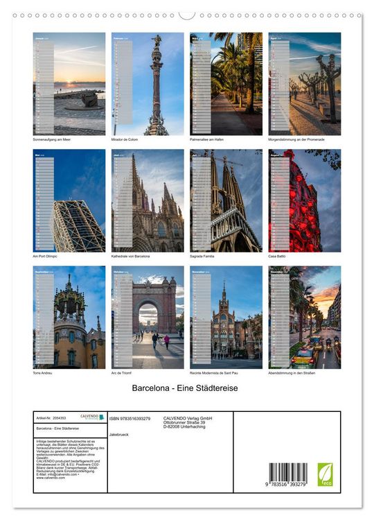 Produktbild: Barcelona - Eine St&auml;dtereise (hochwertiger Premium Wandkalender 2026 DIN A2 hoch), Kunstdruck in Hochglanz