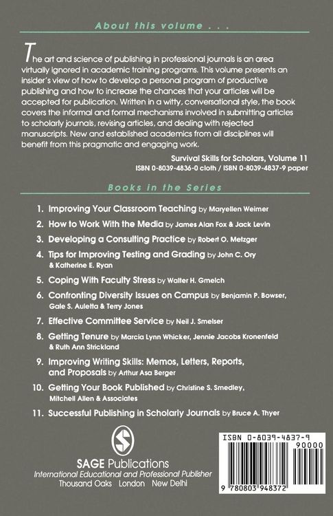 Produktbild: Successful Publishing in Scholarly Journals