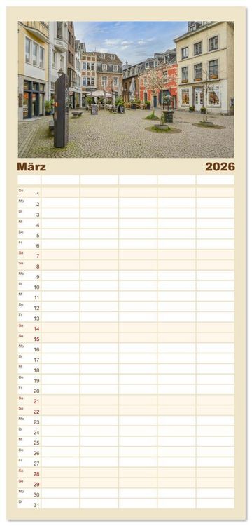Produktbild: Familienplaner 2026 - Aachen Impressionen mit 5 Spalten (Wandkalender, 21 x 45 cm) CALVENDO