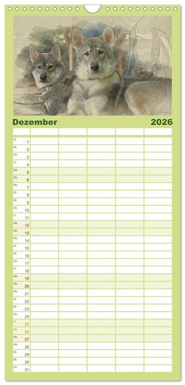 Produktbild: Familienplaner 2026 - Schlittenhunde 2026 mit 5 Spalten (Wandkalender, 21 x 45 cm) CALVENDO