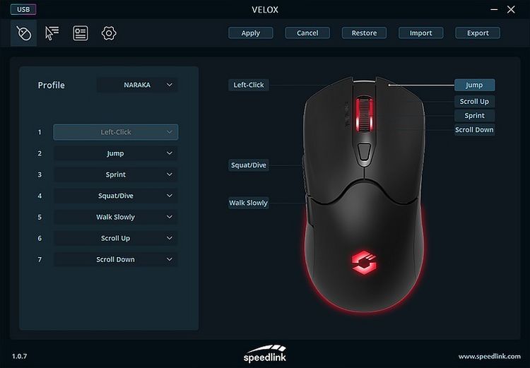 Produktbild: SPEEDLINK VELOX Rechargeable RGB Gaming Mouse - Wireless, black