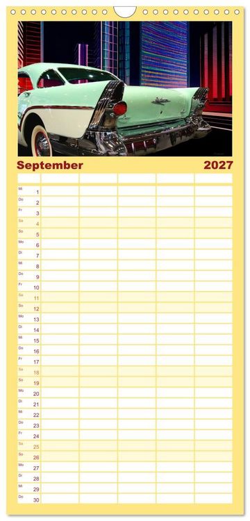 Produktbild: Familienplaner 2027 - US Classic Cars im Jet-Age mit 5 Spalten (Wandkalender, 21 x 45 cm) CALVENDO