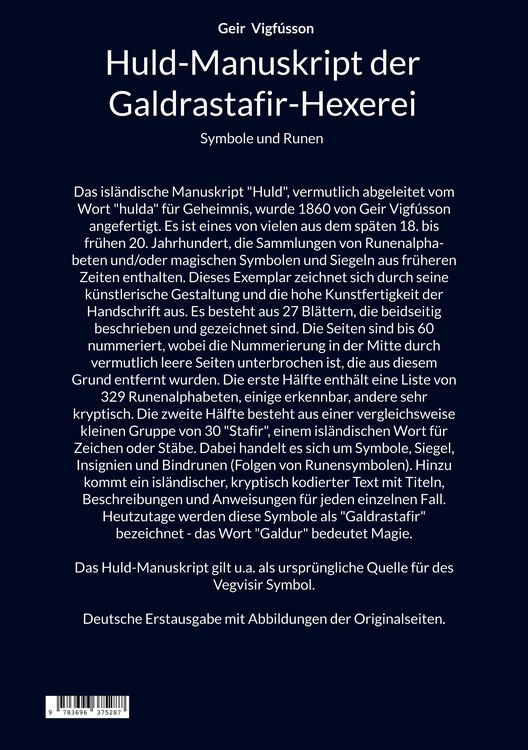 Produktbild: Huld-Manuskript der Galdrastafir-Hexerei