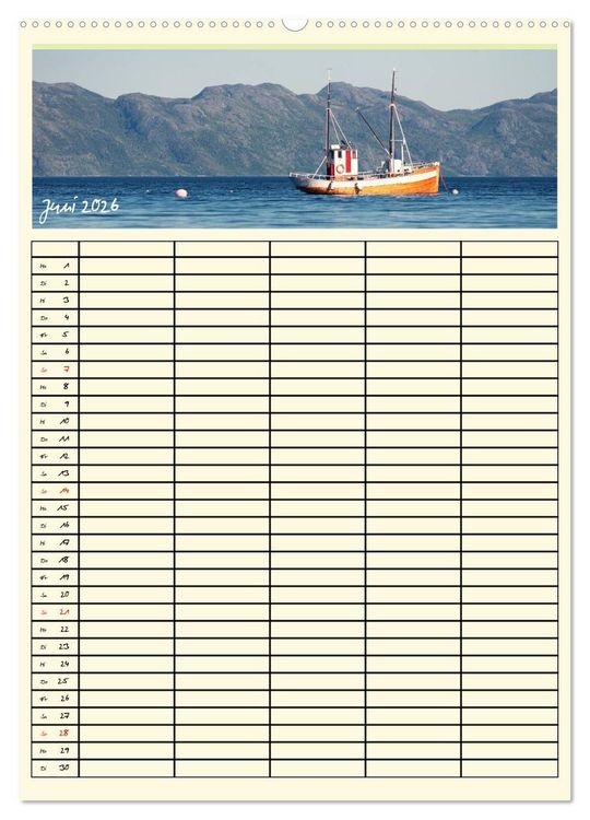 Produktbild: Urlaubsparadiese - Familienplaner (hochwertiger Premium Wandkalender 2026 DIN A2 hoch), Kunstdruck in Hochglanz