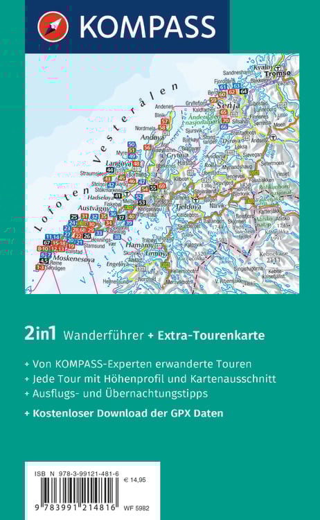 Produktbild: KOMPASS Wanderführer Lofoten, Vesterålen und Senja, 70 Touren mit Extra-Tourenkarte