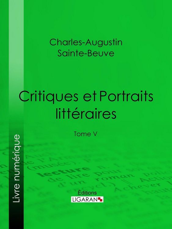 Produktbild: Critiques et Portraits litt&eacute;raires