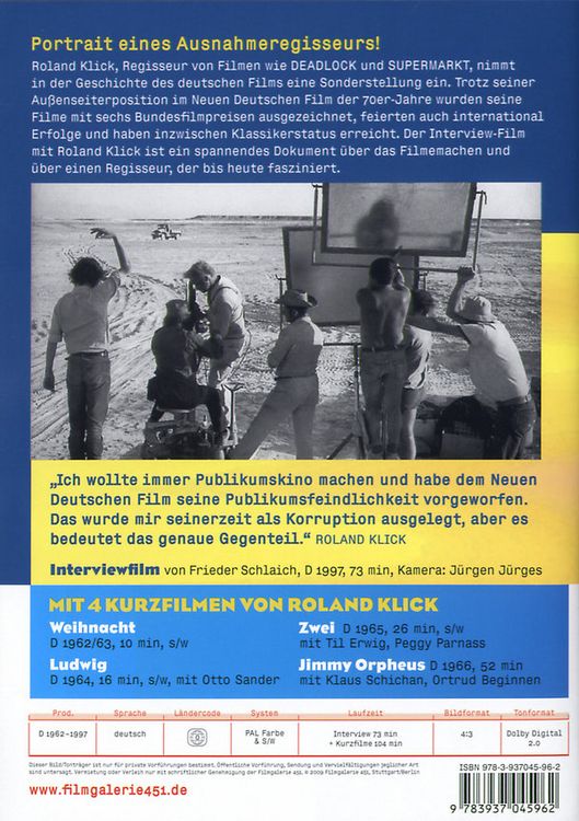 Produktbild: Das Kino des Roland Klick - Interview und Kurzfilme