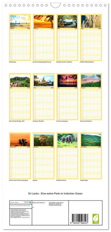 Produktbild: Familienplaner 2026 - Sri Lanka - Eine wahre Perle im Indischen Ozean mit 5 Spalten (Wandkalender, 21 x 45 cm) CALVENDO